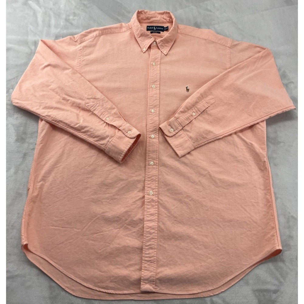 Ralph Lauren Blake Shirt Men 2XL Salmon Oxford Button-Down Pleaded  Preppy